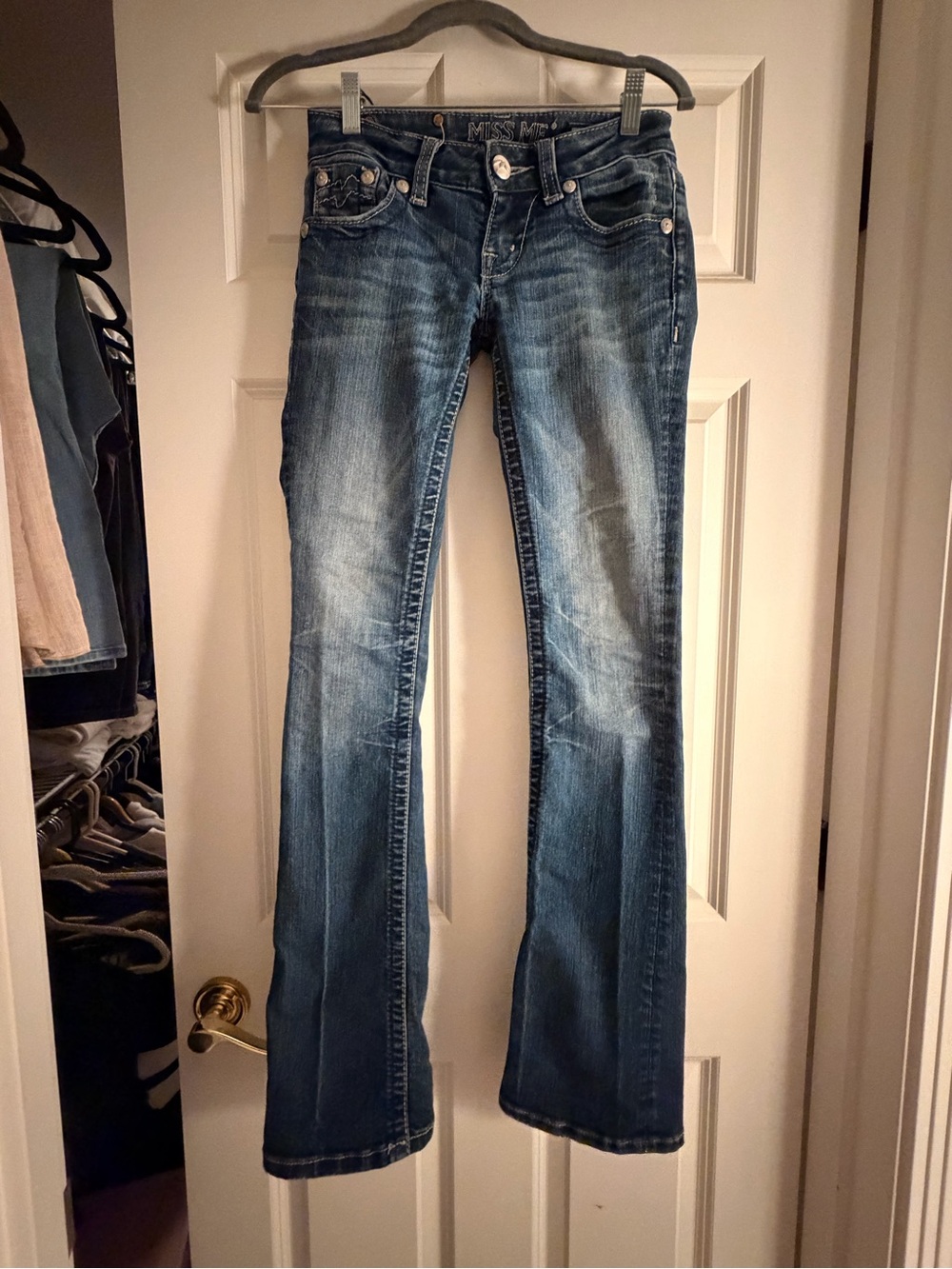 Miss Me Blue Bootcut Jeans with Embroidered Back Pocket